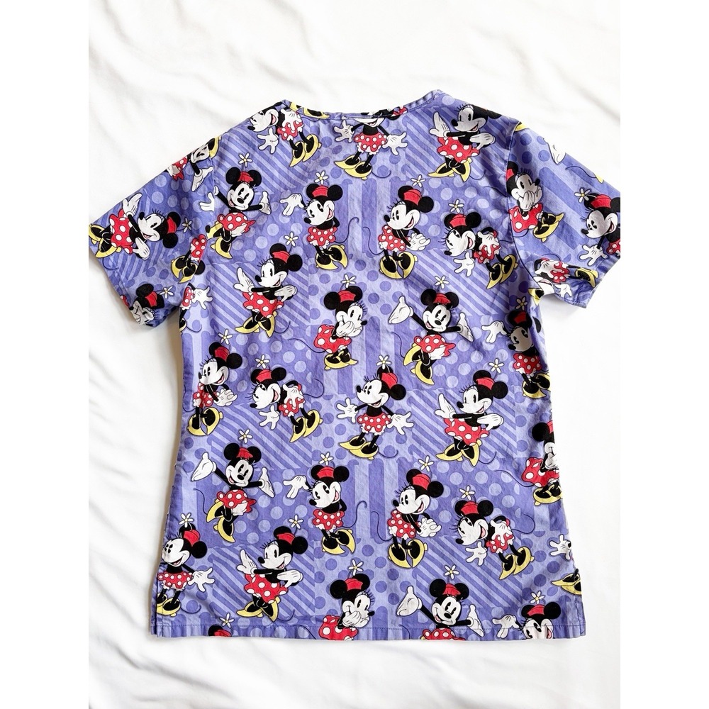 Disney Women's Size XS Minnie Mouse Purple Scrub Top Nurse Vet Tech - Picture 2 of 5